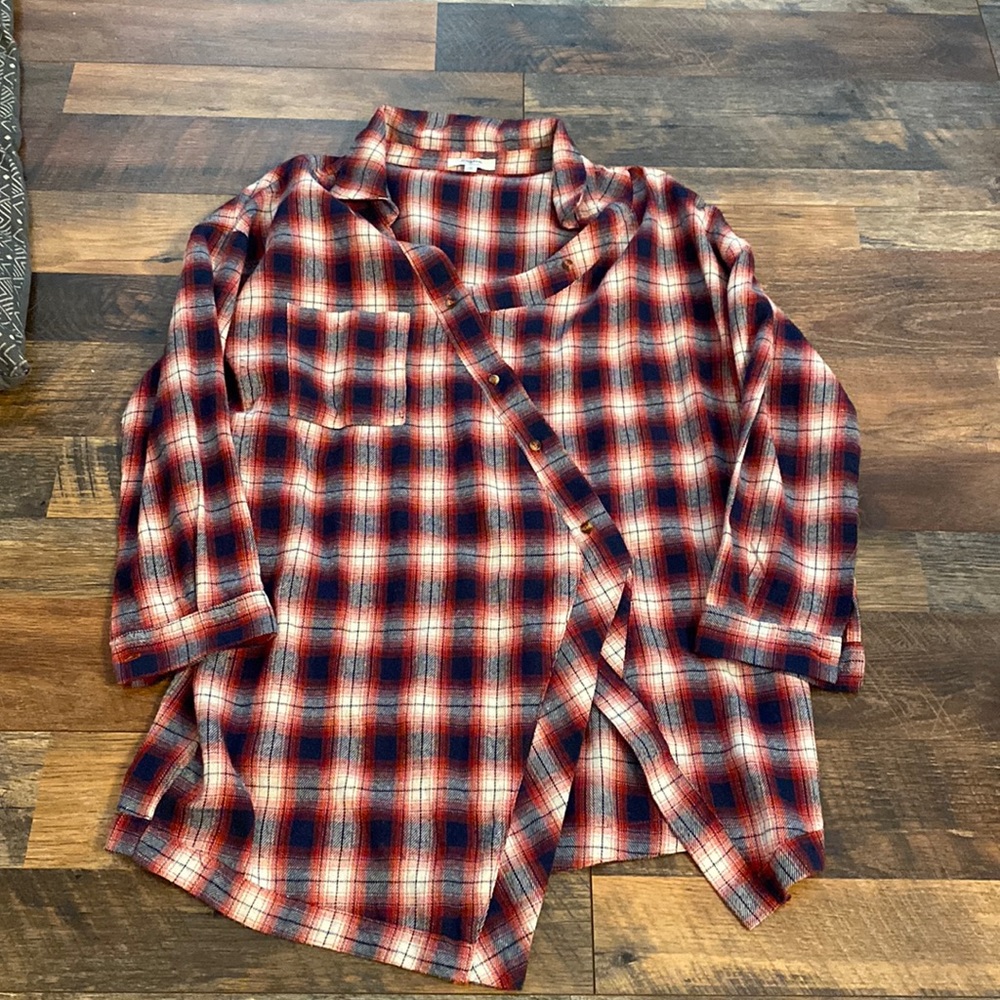 Hayden Red Navy and Cream Plaid Button-Up Shirt